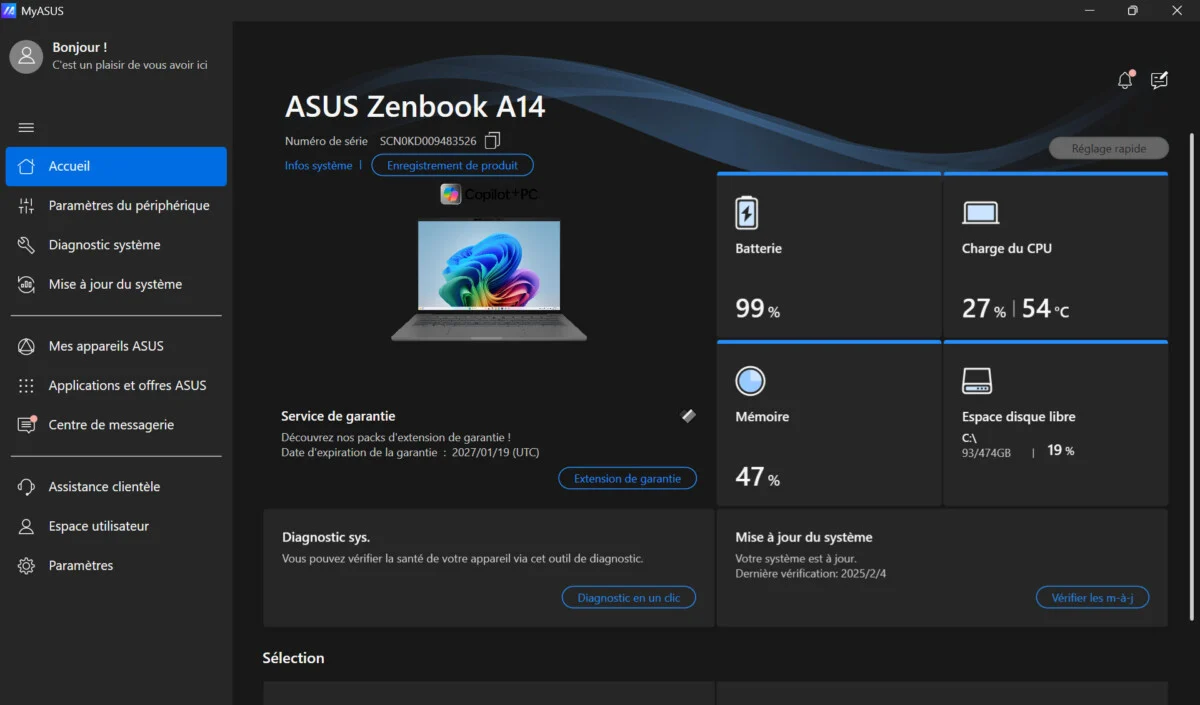 مراجعة Asus Zenbook A14: خفيف الوزن حقًا مع عمر بطارية قياسي 15 capture decran 2025 02 04 104801 1200x705 1