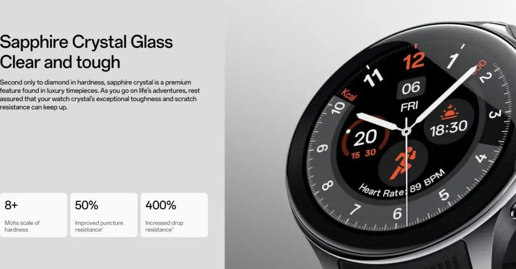 Oppo Watch X تطلق لأول مرة مع Wear OS ونظام تحديد المواقع العالمي (GPS) المدمج وإطار من الفولاذ المقاوم للصدأ 10 Sapphire Glass 1024x534 1