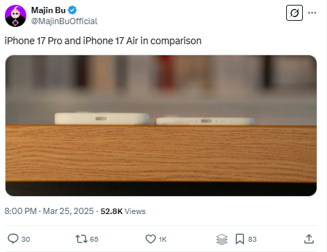 iPhone 17 Pro مقابل iPhone 17 Air: تصميم فائق النحافة يبرز في صورة مقارنة جديدة 9 iPhone 17 Pro vs iPhone 17 Air thickness compared