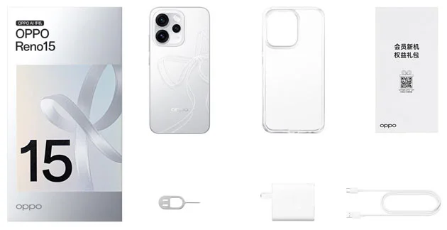 مراجعة Oppo Reno15 – المميزات والعيوب وهل يستحق الشراء؟ 29 OPPO Reno 15 In the Box includes the phone a Charge a USB Type C Data Cable a Phone Case and Quick Start Guide