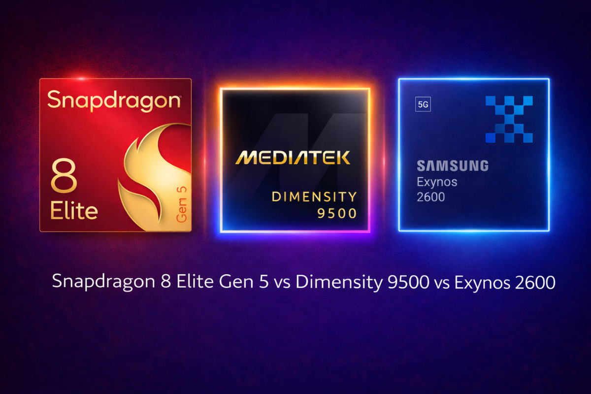 مقارنة بين معالجات سنابدراغون 8 إيليت من الجيل الخامس 7 Snapdragon 8 Elite Gen 5 vs Dimensity 9500 vs Exynos 2600 comparison